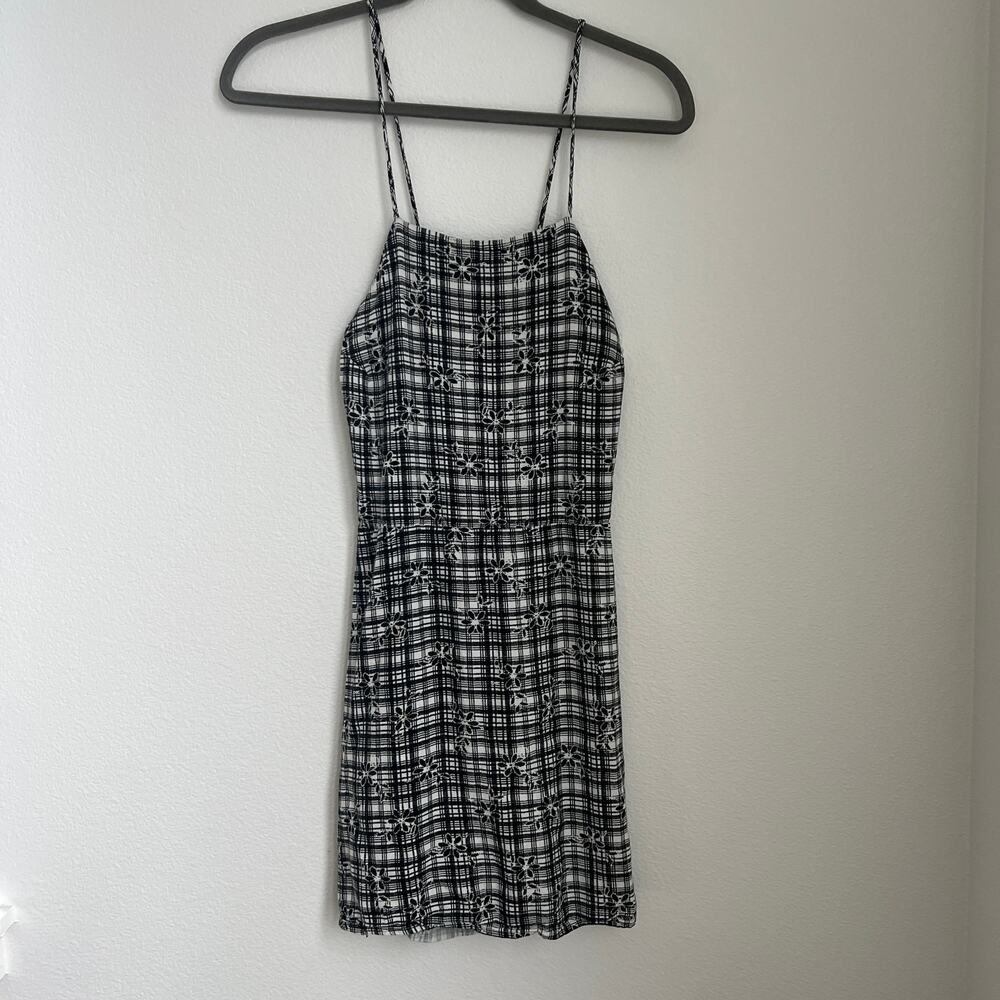 Urban Outfitters Floral Plaid Lined Mini Dress M Soft Grunge Coquette 90's Rock